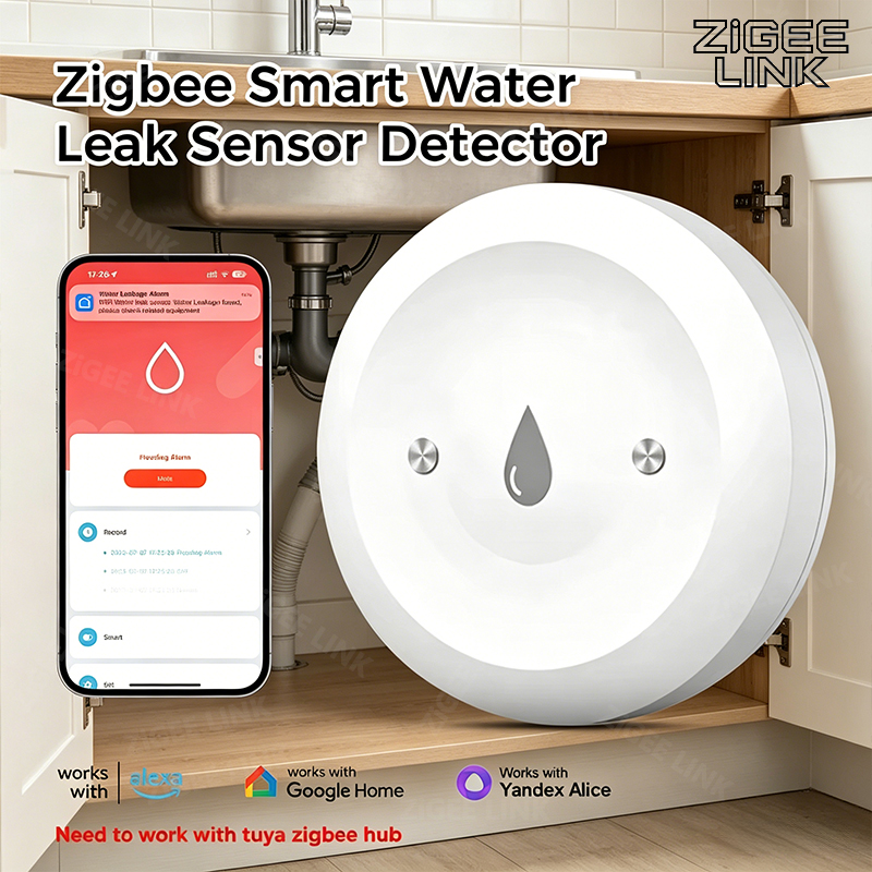 Home Security With Monitoring - مستشعر تسرب المياه الذكي Zigbee3.0 مع