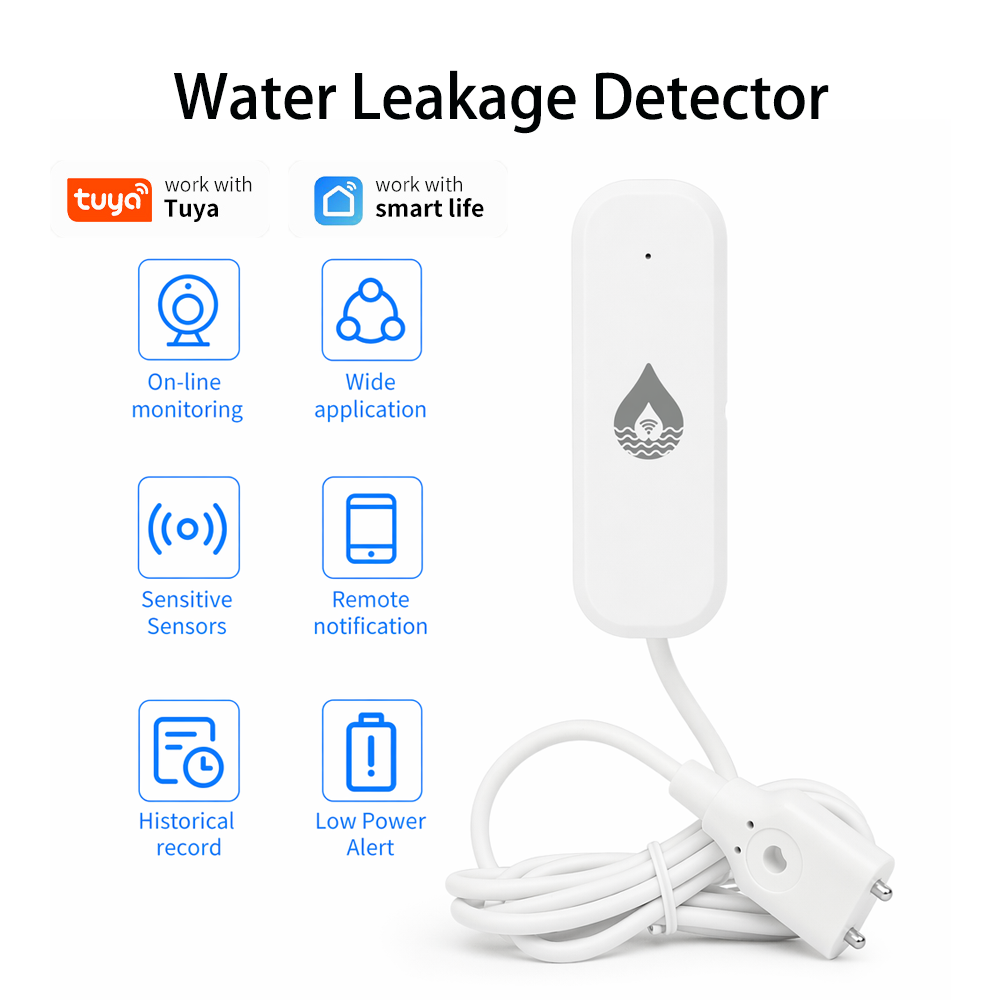 Home Security With Monitoring - جهاز إنذار تسرب المياه واي فاي/زيجبي
