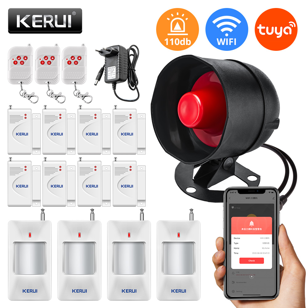 Home Security No Wifi - KERUI-نظام إنذار أمان منزلي ، مكبر