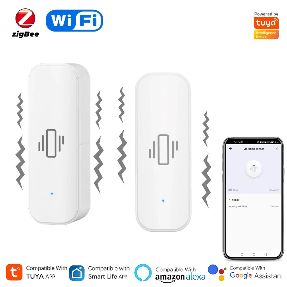 Home Security With Monitoring - مستشعر اهتزاز ذكي Tuya لأمن المنزل