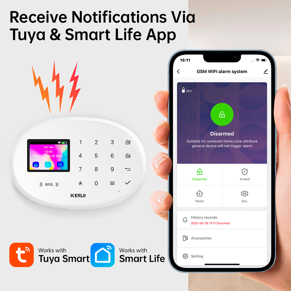 KERUI Tuya طقم إنذار منزلي لاس - مراجعة Home Security No Wifi وسعره